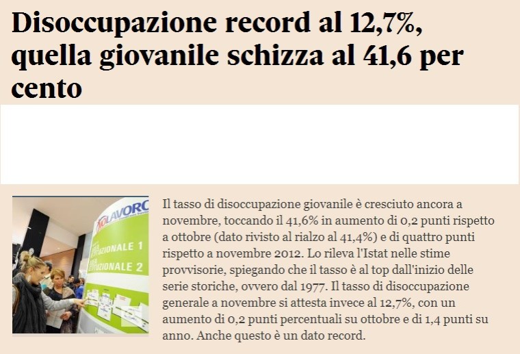 disoccupazione in italia