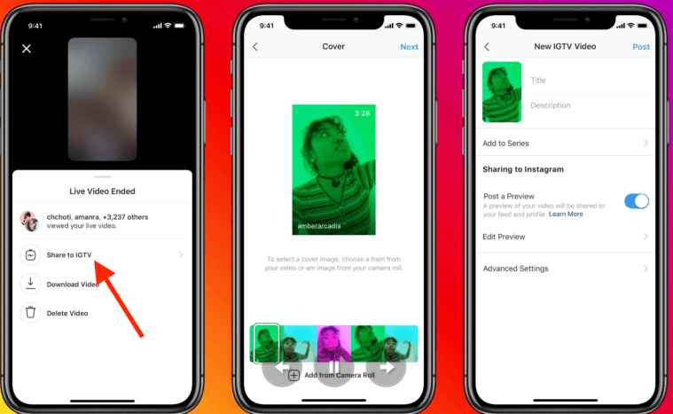 15 - Condividi il video della diretta Live su IgTv